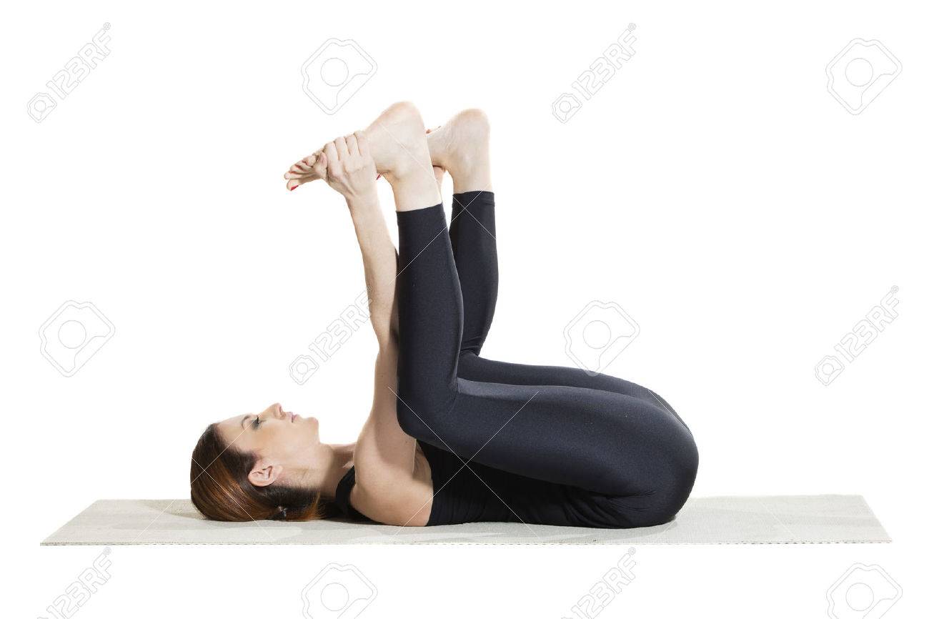 幸せな赤ちゃんヨガのポーズ Ananada Balasana の写真素材 画像素材 Image