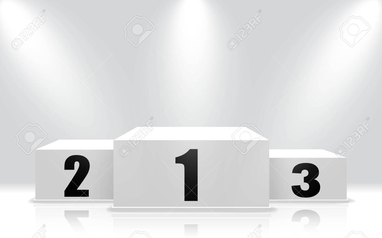 Winner Podium With 3 Stand White Pedestal For Win Of First Royalty Free Cliparts Vectors And Stock Illustration Image 136758383