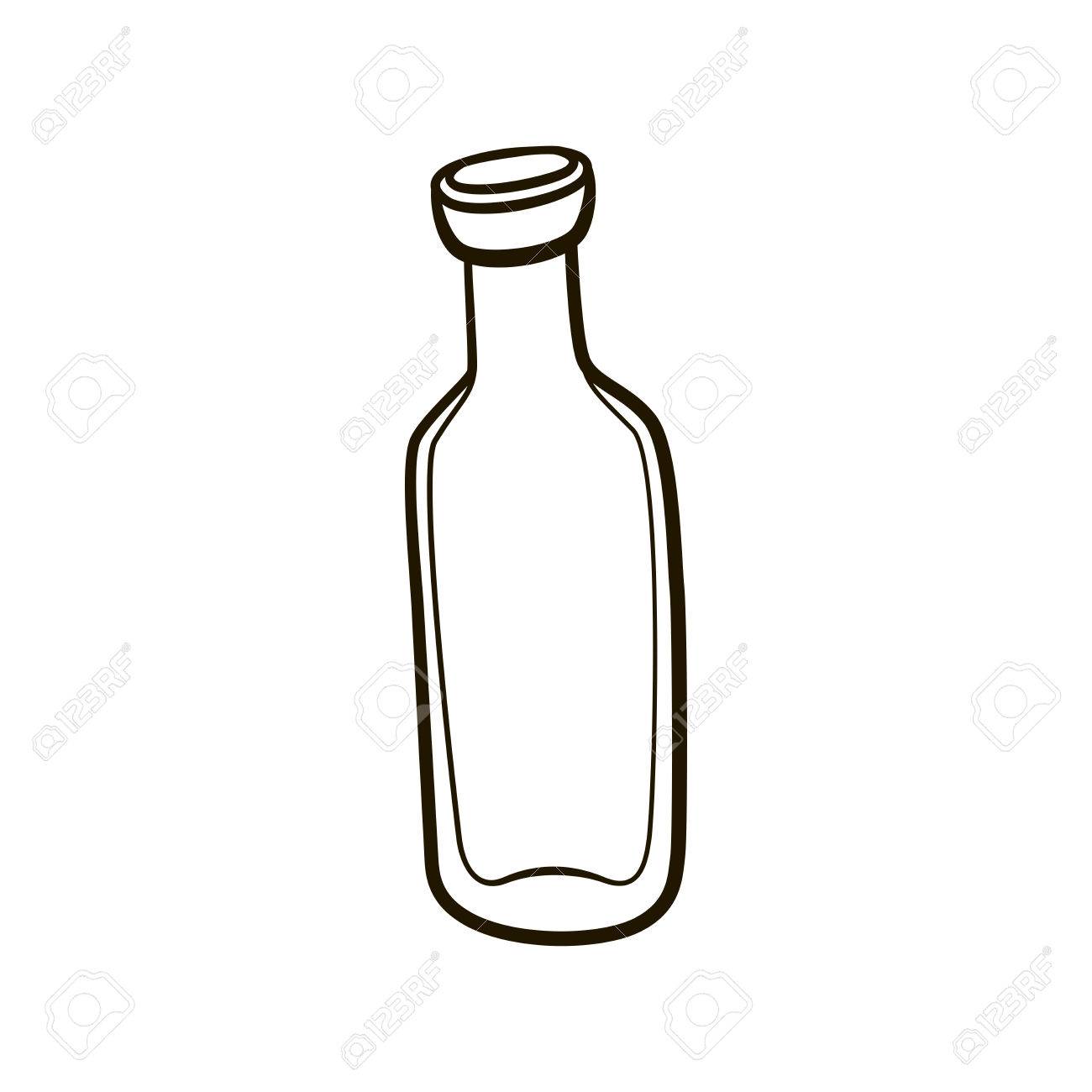 empty old fashioned milk bottle icon hand drawing contour