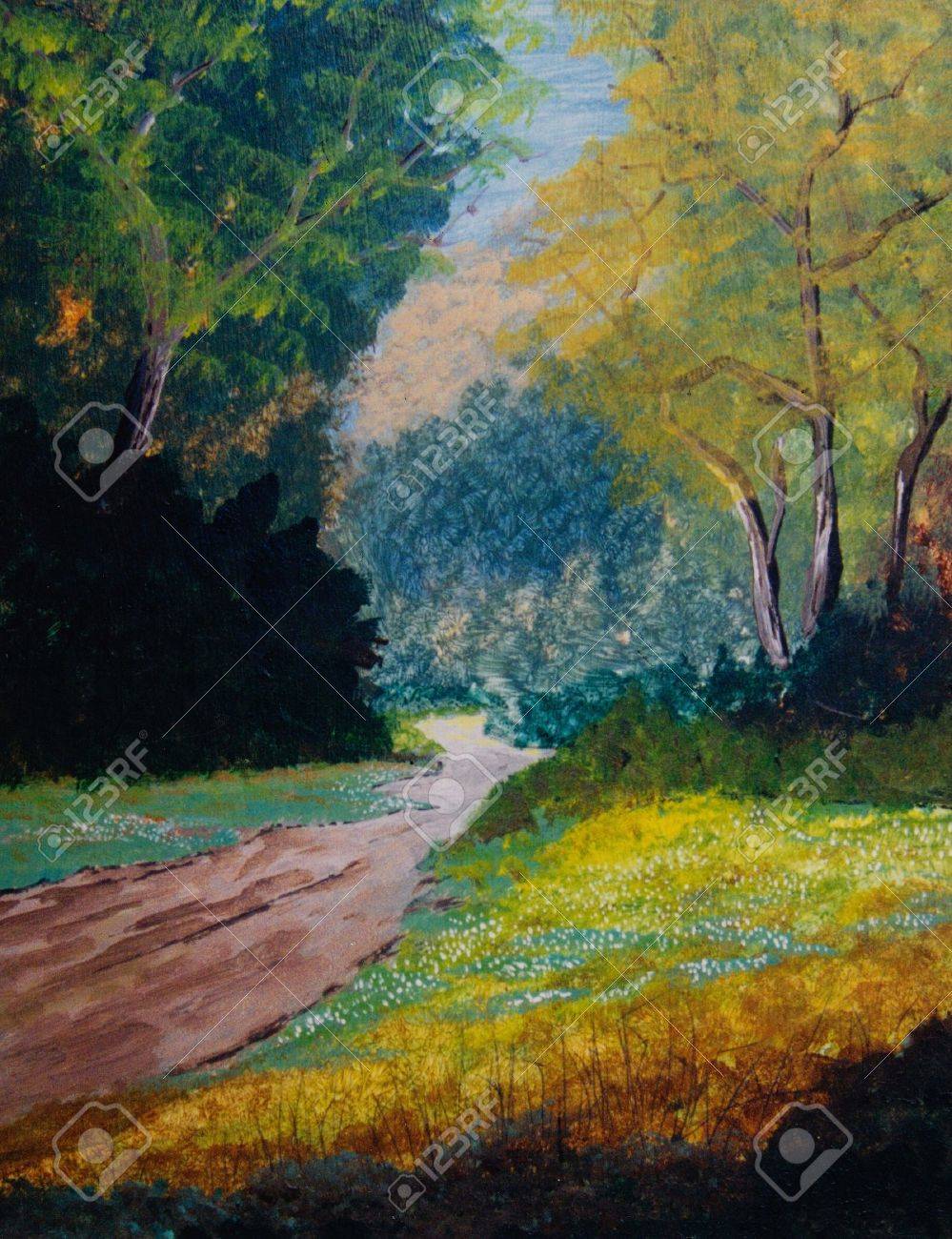 Belle Peinture A L Huile Originale Sur La Toile D Une Foret Banque D Images Et Photos Libres De Droits Image Belle Peinture A L Huile Originale Sur La Toile D Une Foret Banque D Images Et Photos Libres De Droits Image