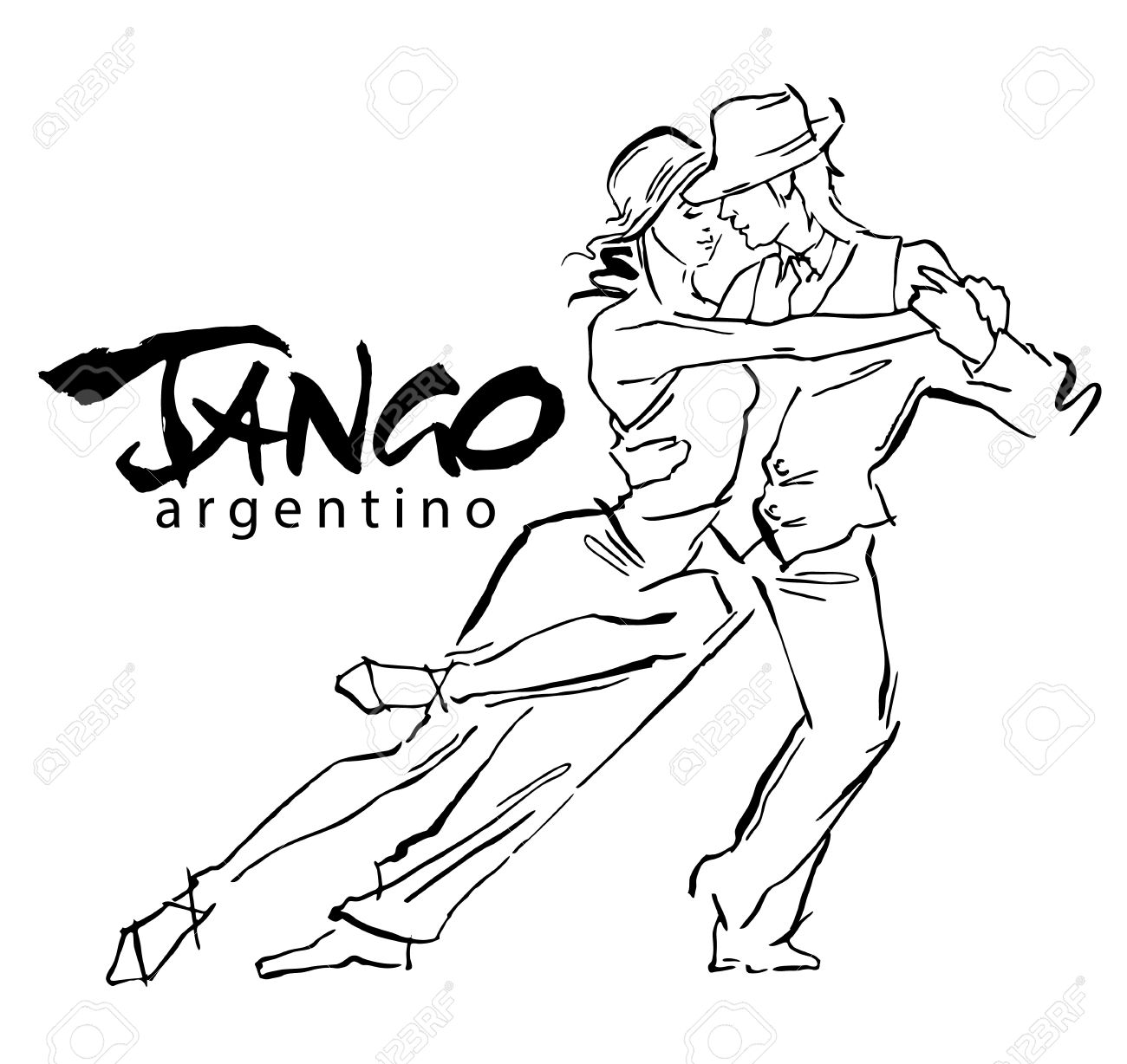 Hand made sketch of tango dancers. Vector illustration. Use for tango studio posters, flayers, web-sites. Tango inscription. - 52004123 Hand made sketch of tango dancers. Vector illustration. Use for tango studio posters, flayers, web-sites. Tango inscription. - 52004123