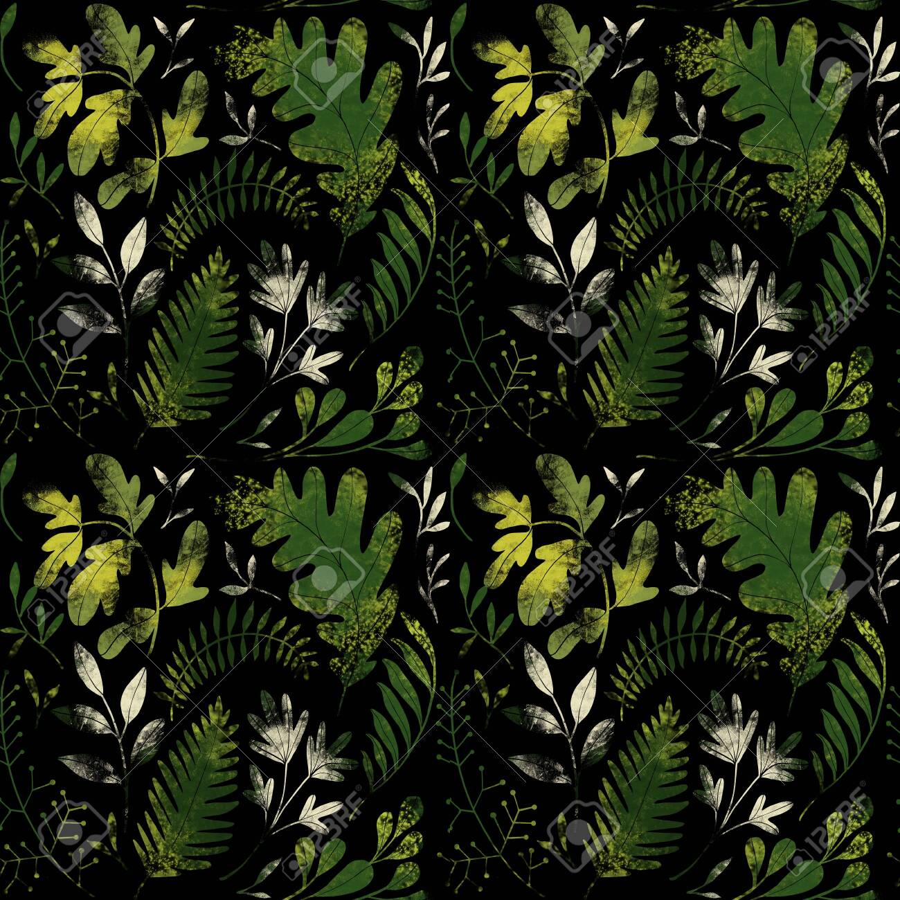 Green plants pattern. Leaves, brunshes and plants. Fullsize raster artwork - 132391894 Green plants pattern. Leaves, brunshes and plants. Fullsize raster artwork - 132391894