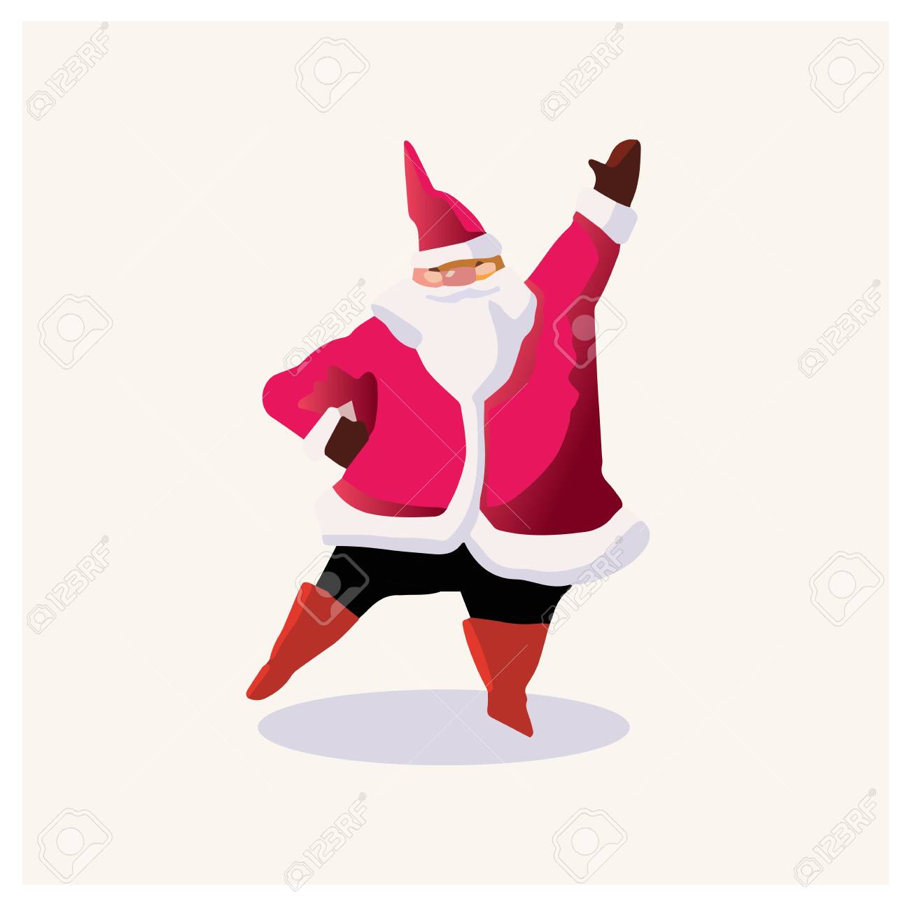 Set of cartoon Christmas illustrations. Funny happy Santa Claus character with gift, bag with presents, waving and greeting. For Christmas cards, banners, tags and labels. - 132718936 Set of cartoon Christmas illustrations. Funny happy Santa Claus character with gift, bag with presents, waving and greeting. For Christmas cards, banners, tags and labels. - 132718936