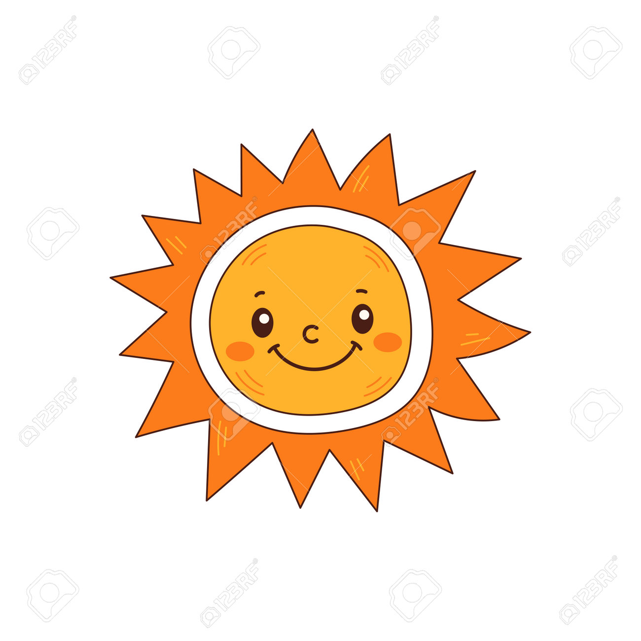 Childish Sun Illustration. Kawaii Chibi Sun Face, Portrait, Head For Kids,  Print, Summer Royalty Free SVG, Cliparts, Vectors, and Stock Illustration.  Image 205310509., image size:1300x1300