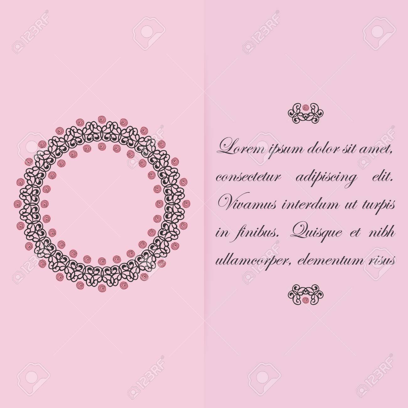 グリーティング カードや手作りの華やかなラウンド フレームとデザイン要素との招待状デザインのイラスト素材 ベクタ Image