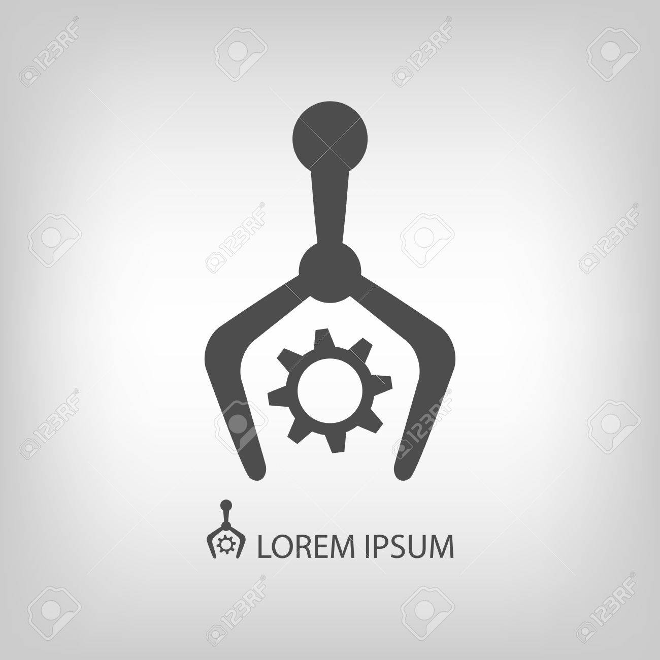 機械の手と呆れ グレー色のロボット産業のロゴのイラスト素材 ベクタ Image