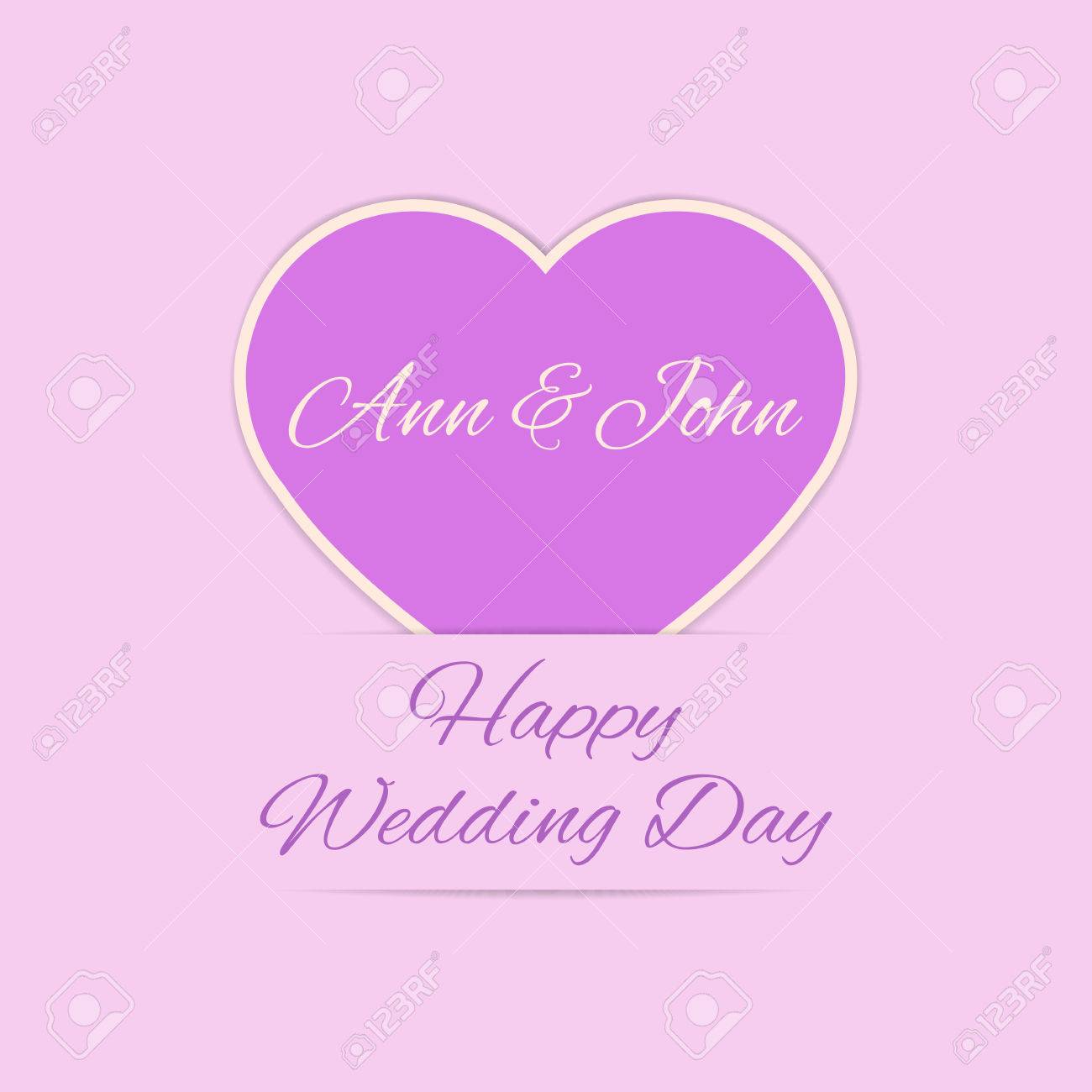 Happy Wedding Day Karte In Rosa Und Lila Farben Neuvermahlten