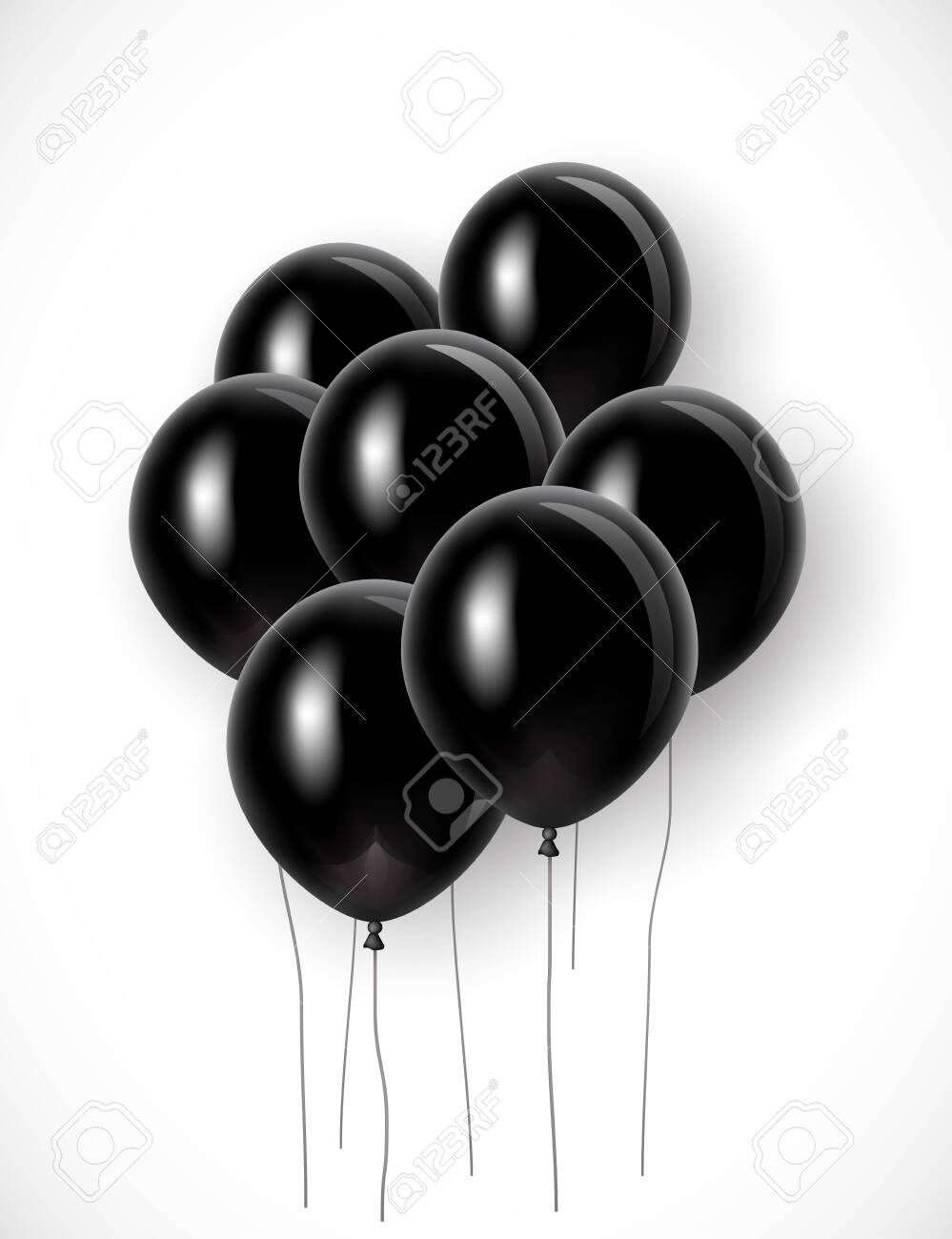 Bunch Of Black Balloons With Strings. Vector Illustration For Your Graphic  Design. Royalty Free SVG, Cliparts, Vectors, and Stock Illustration. Image  130021819.