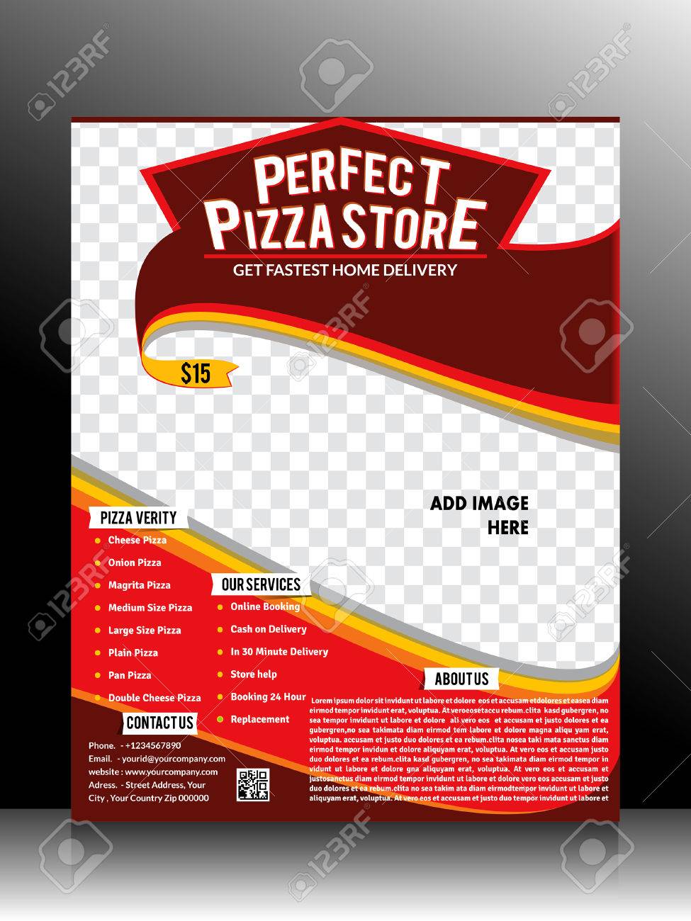 perfect pizza store flyer template vector illustration royalty free