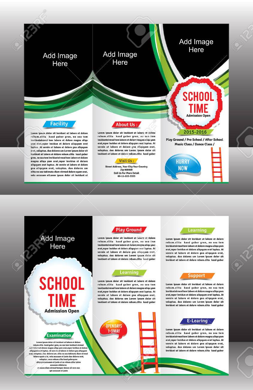 tri fold school brochure template vector illustration royalty free