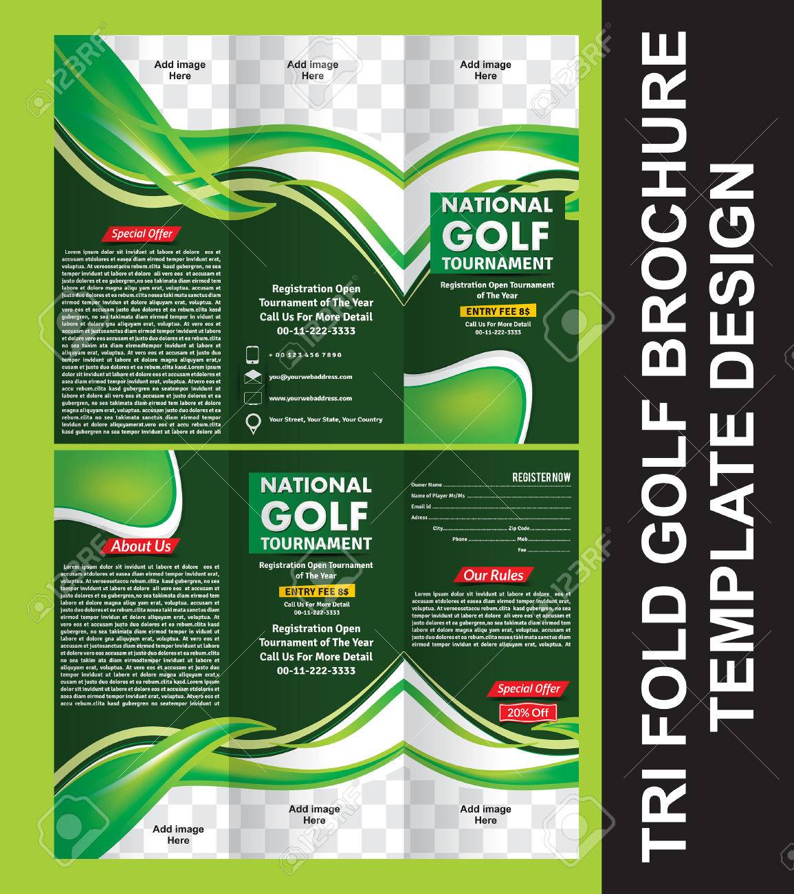 tri fold golf brochure template vector illustration royalty free