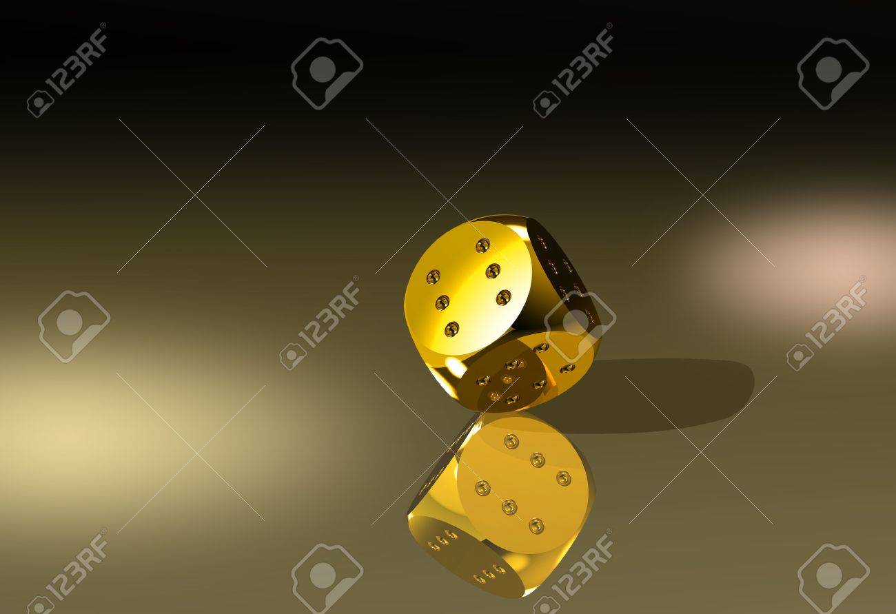 Golden dice with six dots every side - 11697147 Golden dice with six dots every side - 11697147