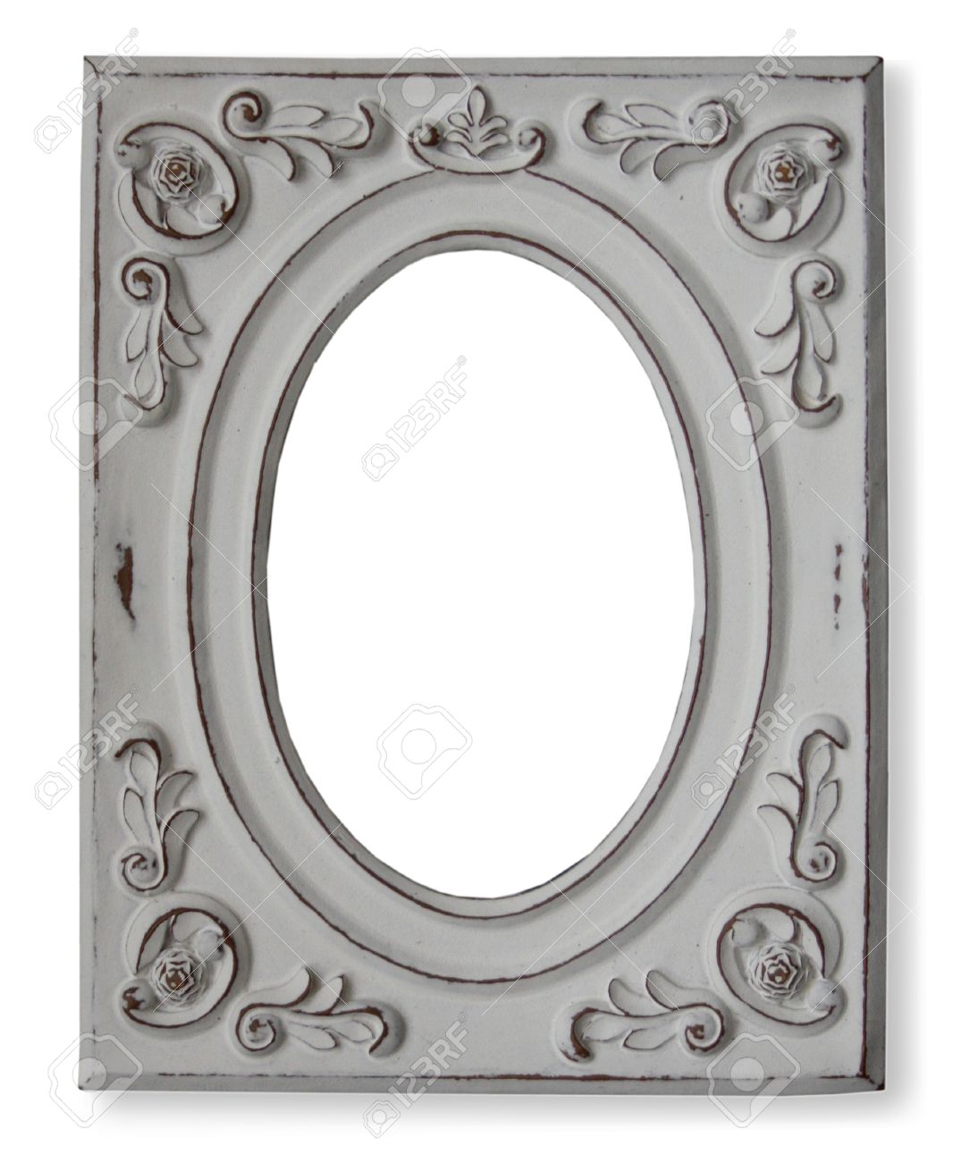 楕円形の写真の白い木枠 の写真素材 画像素材 Image