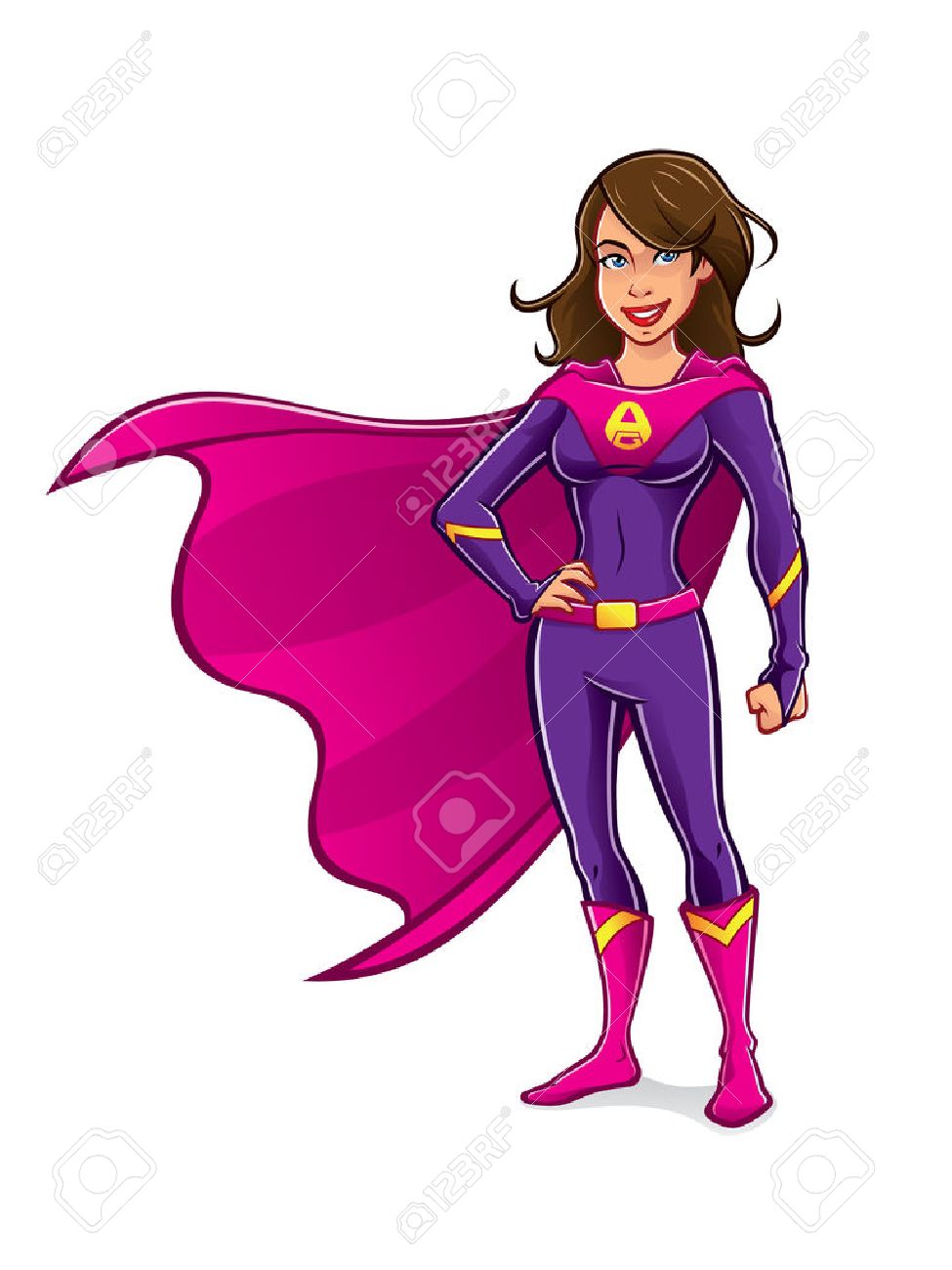 Superhero Girl Is Standing Proudly With A Friendly Smile Royalty Free  Cliparts, Vectors, And Stock Illustration. Image 52871194.