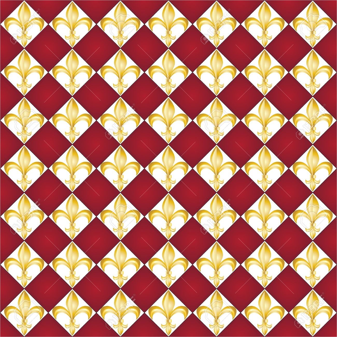 a seamless pattern of fleur de lys tiles on red background royalty