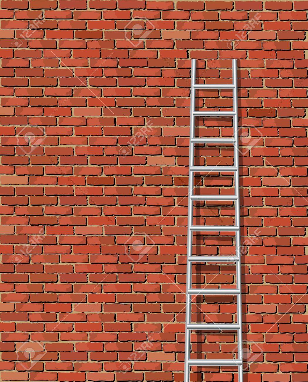 A Vector Illustration Of A Ladder Against And Old Wall Royalty ...