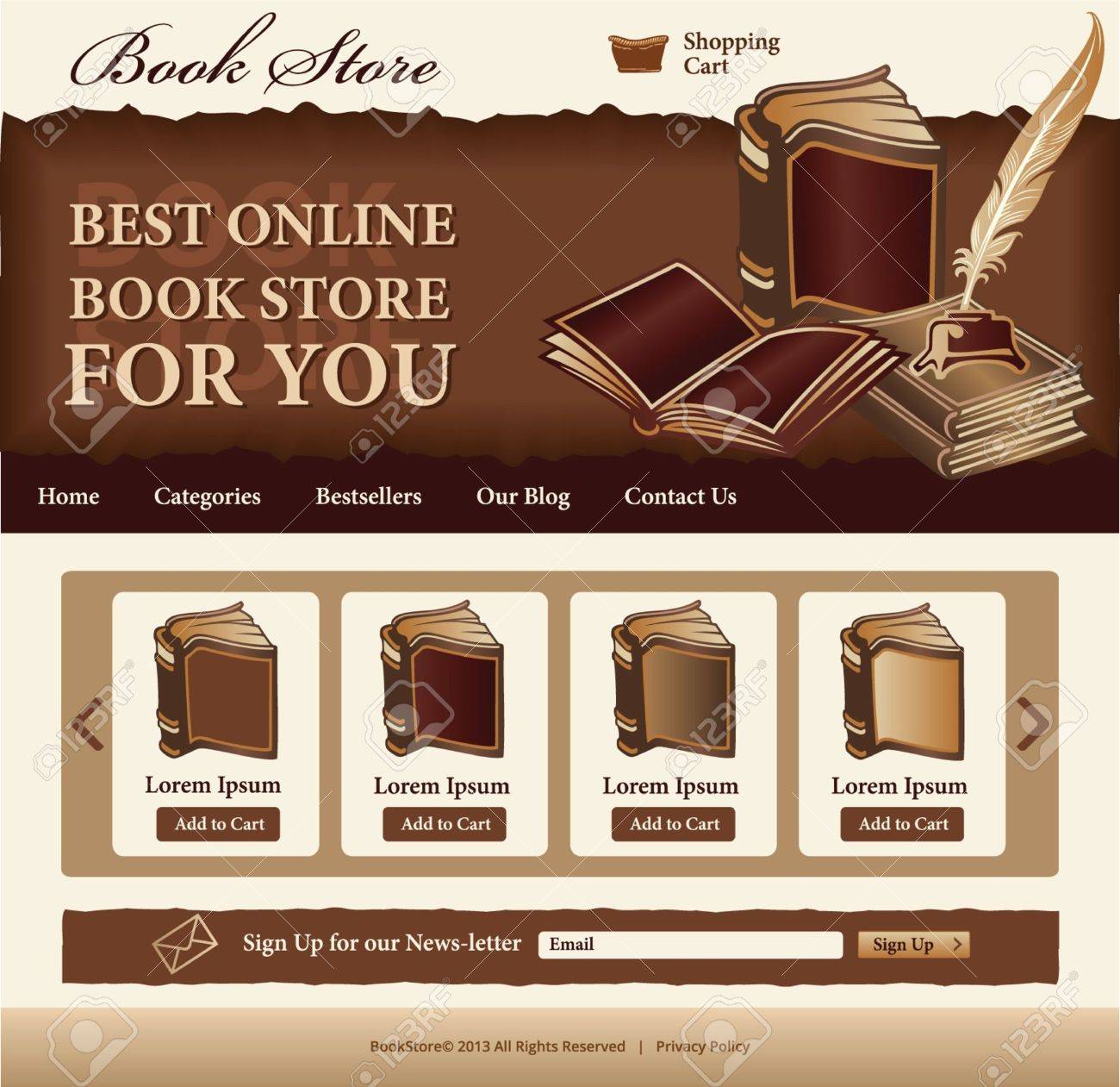 book store template for website royalty free cliparts vectors and free bookstore website template