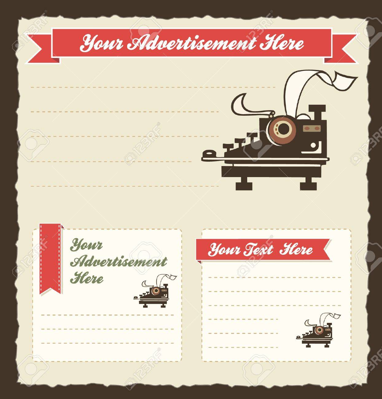 retro advertisement template with old fashioned typewriter royalty advertisment template