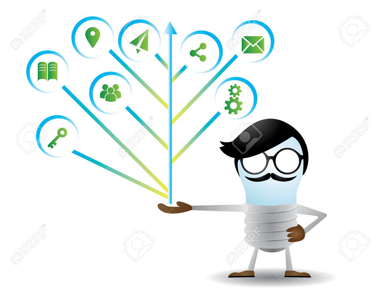 business strategy presentation by lampu character royalty free