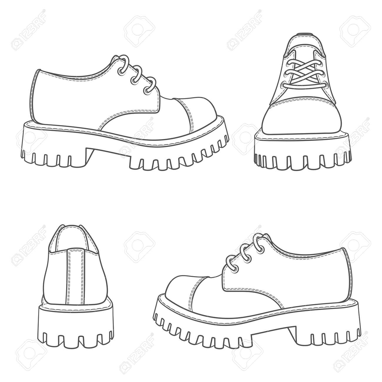 Set of black and white illustrations with boots. Isolated vector objects on white background. - 158610394 Set of black and white illustrations with boots. Isolated vector objects on white background. - 158610394