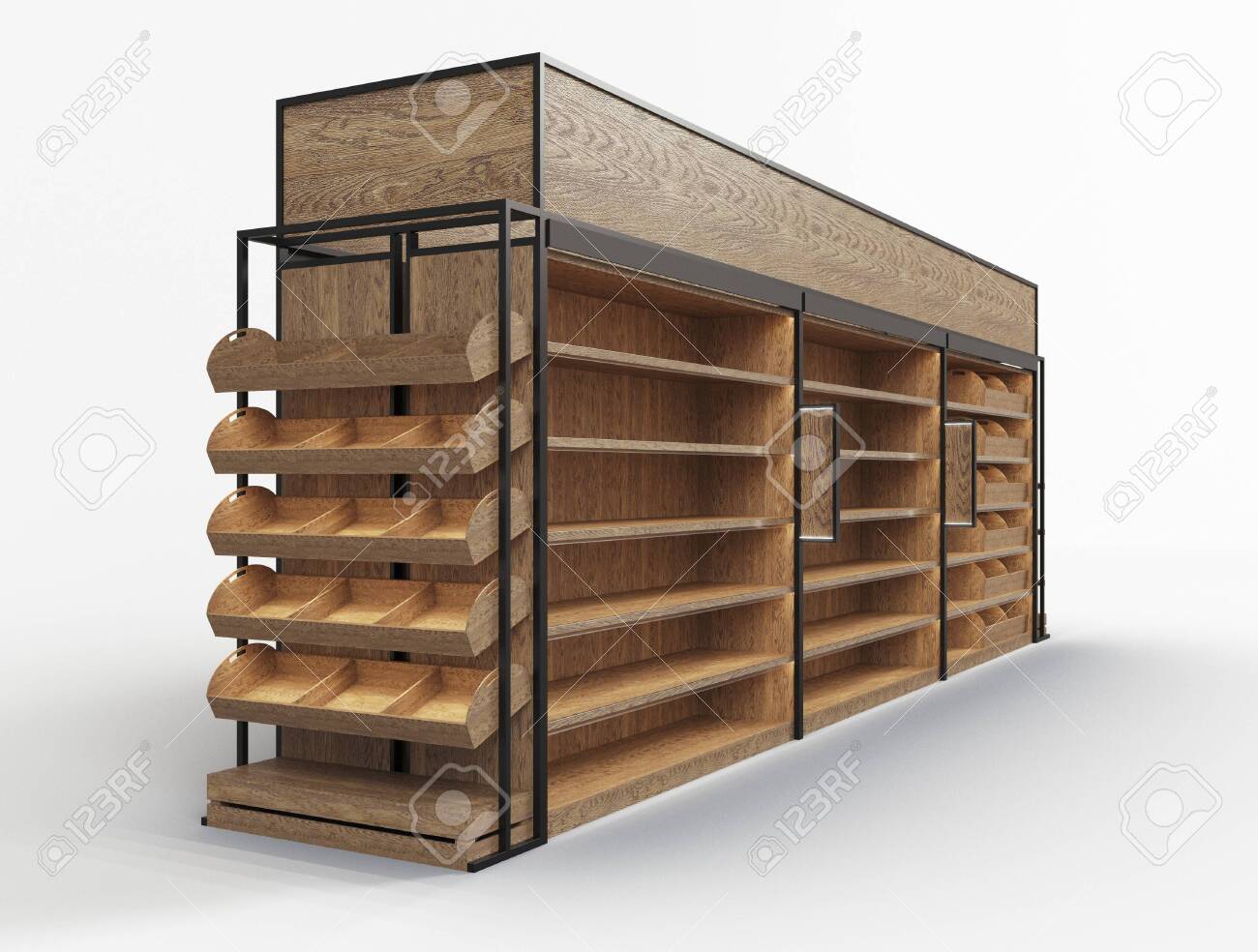 Download Bakery And Bread Display Wood Slat Gondola Shelving Kit 3d Stock Photo Picture And Royalty Free Image Image 148949273