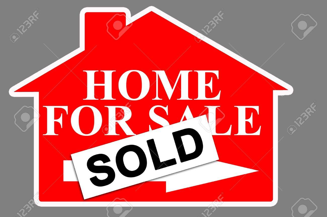 red real estate house for sale sign with sold tag for sale sign sold
