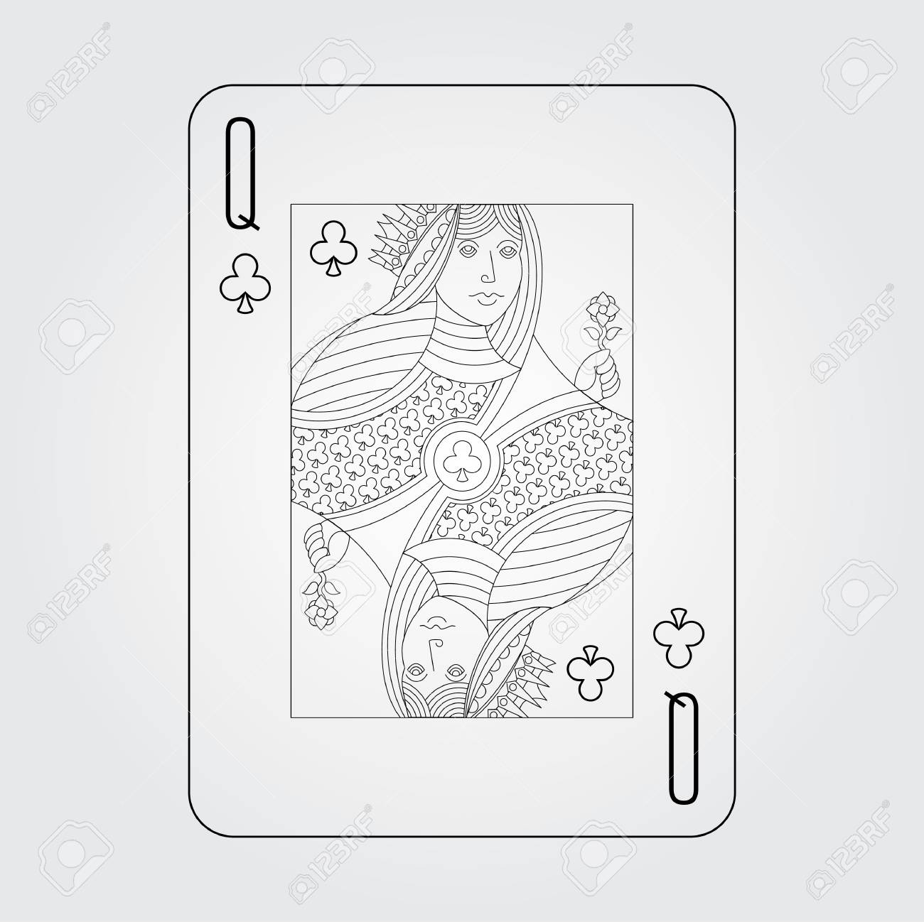 単一トランプ ベクトル クラブ クイーンのイラスト素材 ベクタ Image