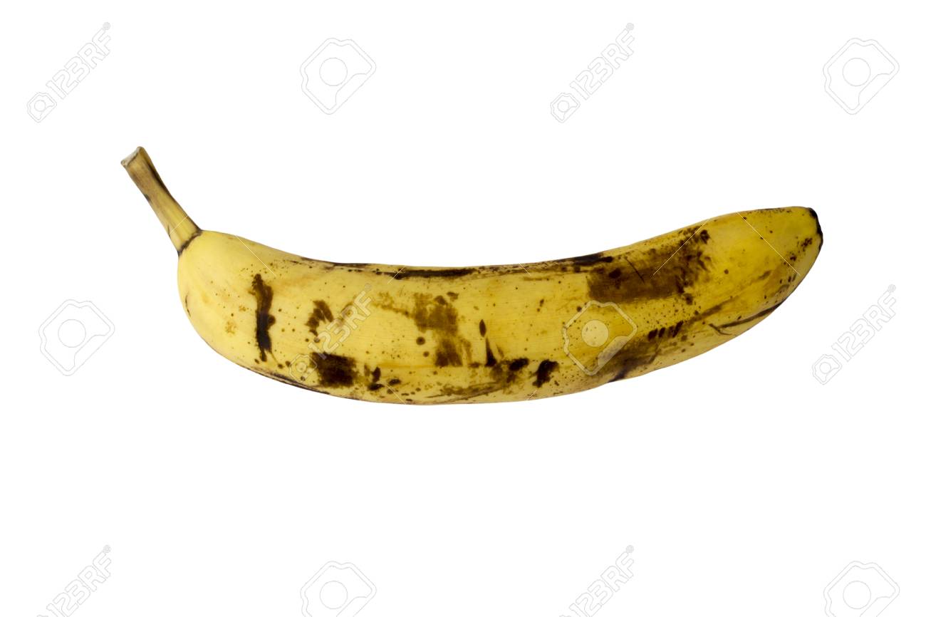 Isolated One Ripe Banana With Black Spots On White Background Close Up Stock Photo Picture And Royalty Free Image Image 97956212