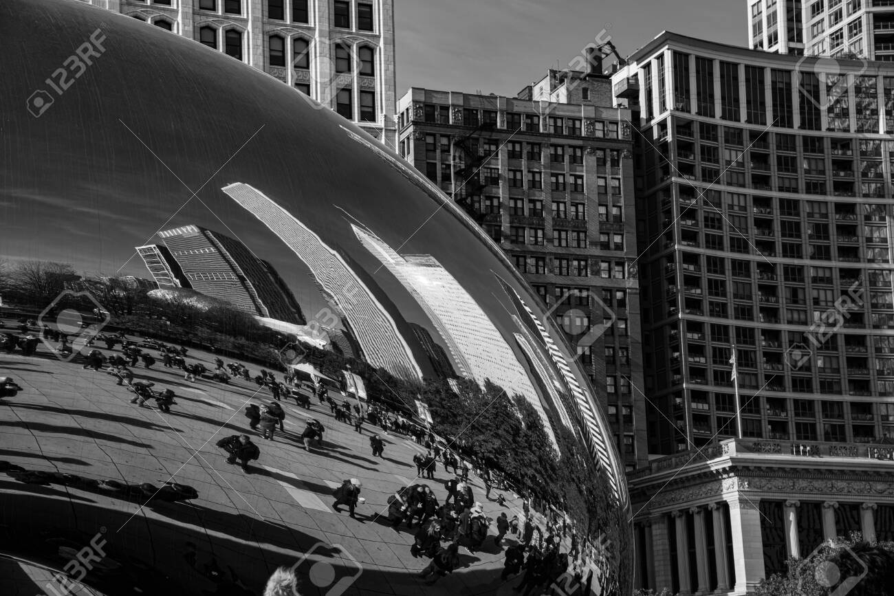 Chicago, IL, USA - November 9th 2019 - The Cloud Gate (aka the Bean), one of the main attractions of Chicago - 144185307 Chicago, IL, USA - November 9th 2019 - The Cloud Gate (aka the Bean), one of the main attractions of Chicago - 144185307