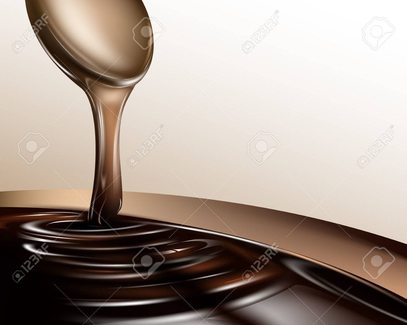 液体チョコレート スプーンから滴り落ちるのイラスト素材 ベクタ Image
