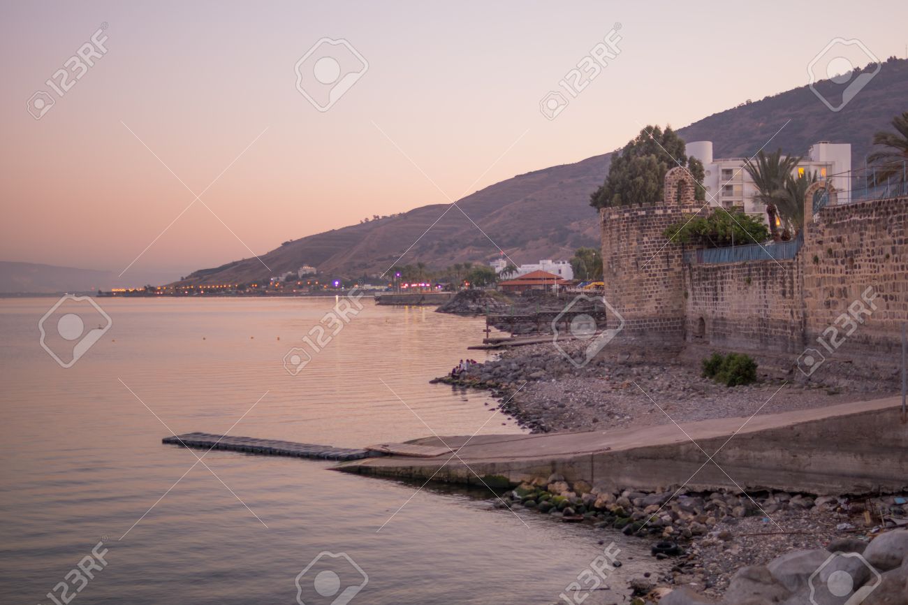 Sunset view of the Sea of Galilee, in Tiberias, Israel - 50378224 Sunset view of the Sea of Galilee, in Tiberias, Israel - 50378224