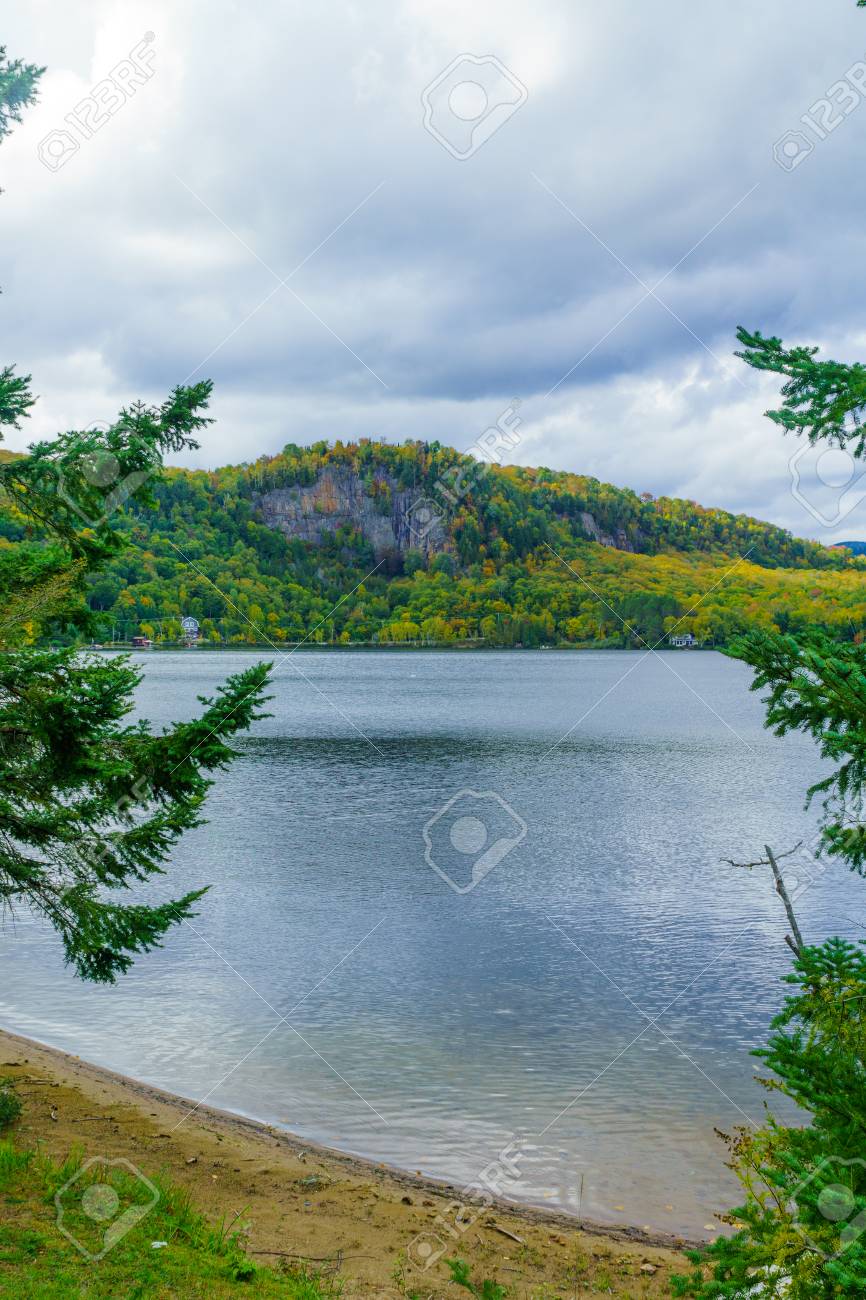 View Of Superior Lake And Fall Foliage Colors In The Laurentian Mountains Quebec Canada Stock Photo Picture And Royalty Free Image Image 112144181 Canada Lake Superior Fall Foliage Map 2022