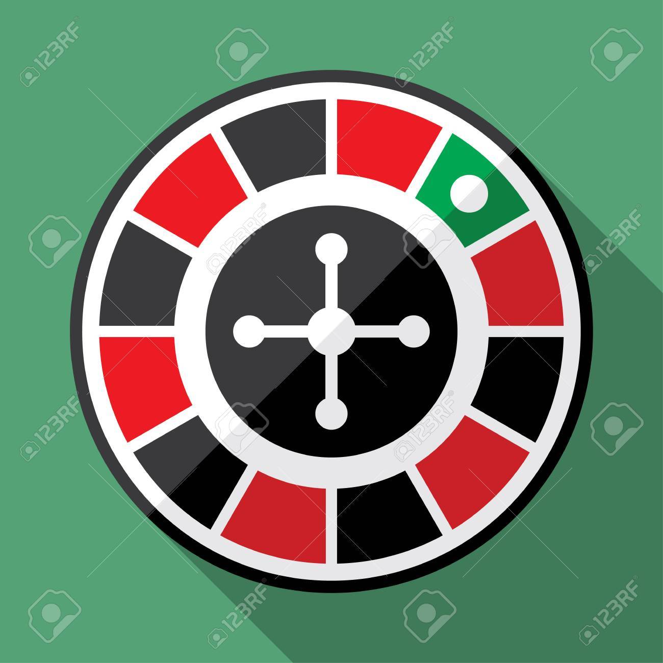 黒、赤、緑の色でカジノ ルーレットのフラット アイコン。アプリと Web サイトをギャンブルに使用可能性があります。のイラスト素材・ベクター  Image 51474080
