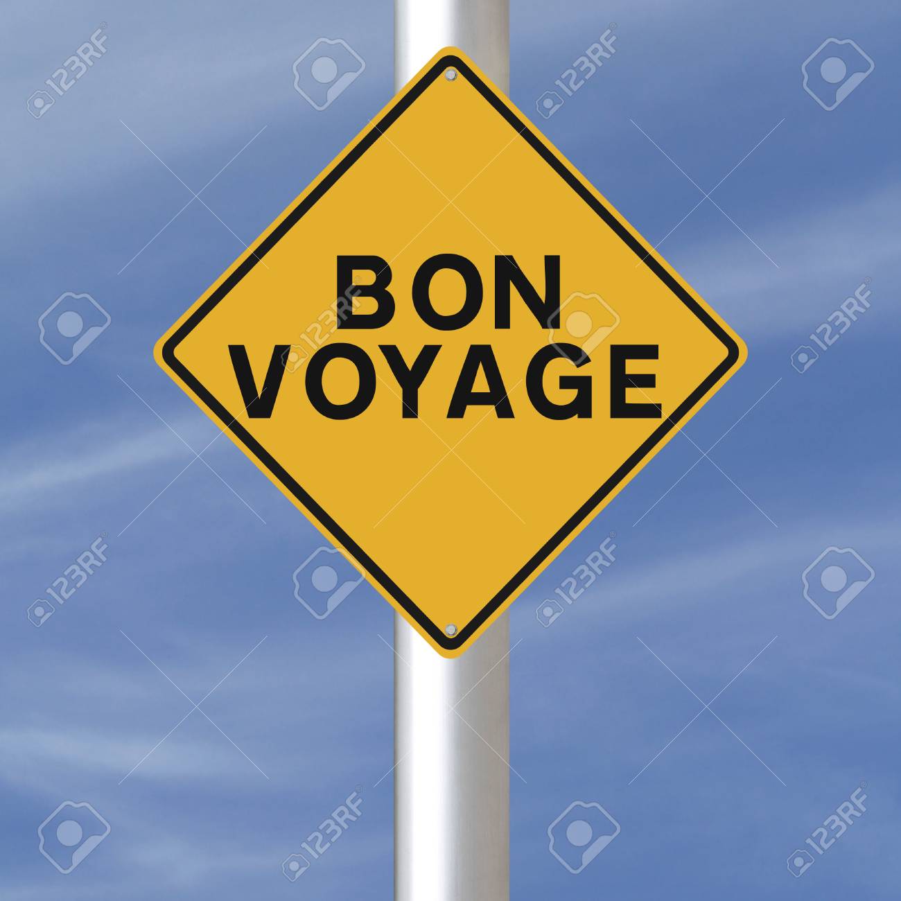 a conceptual road sign indicating bon voyage stock photo picture bon voyage sign