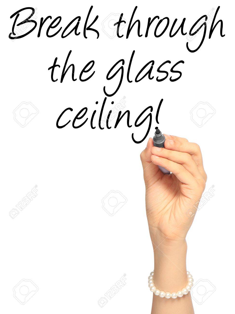 A Hand Writing An Idiom On Glass Ceiling Stock Photo Picture And