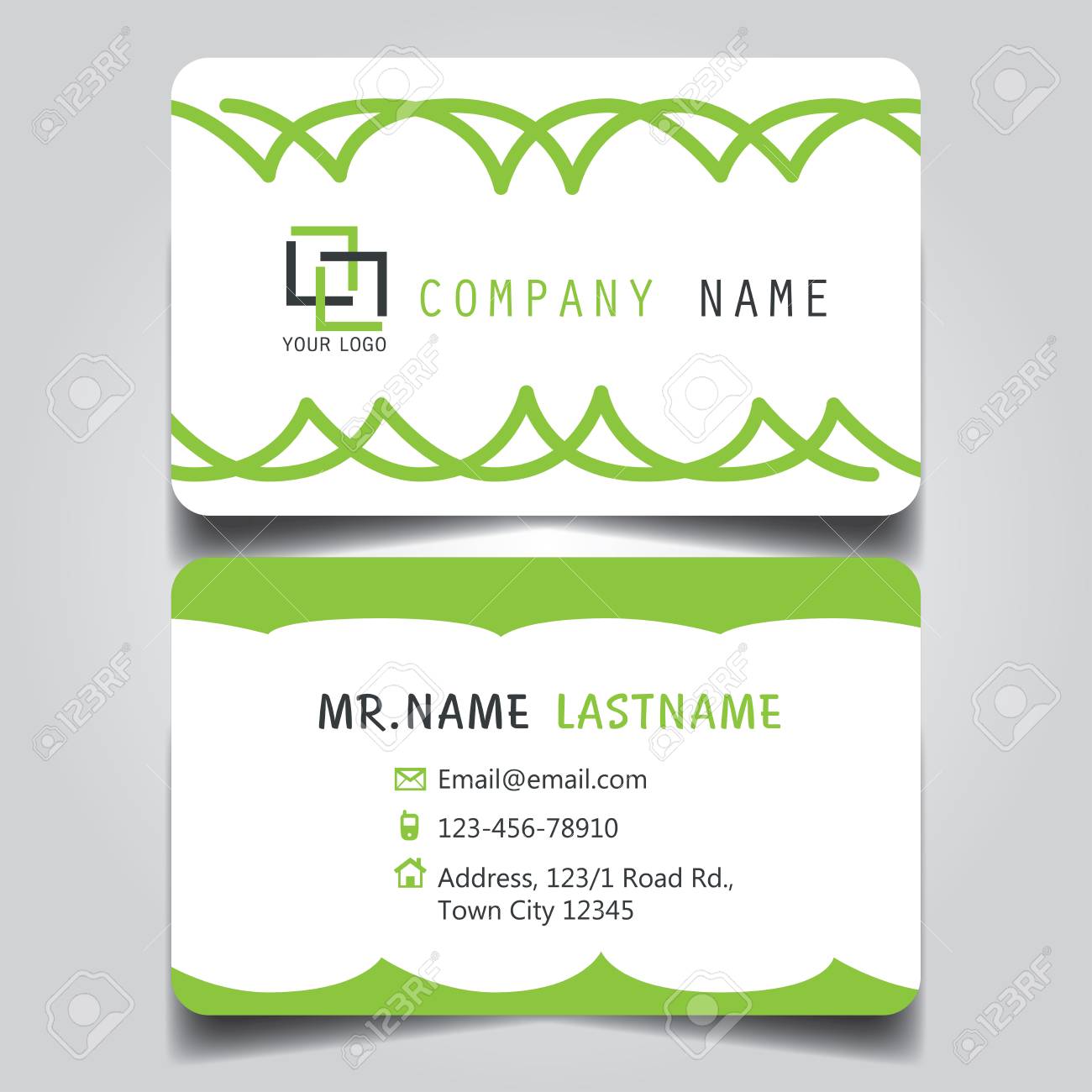 Modern Green And White Name Card And Business Card With Creative Royalty Free Cliparts Vectors And Stock Illustration Image 102836431
