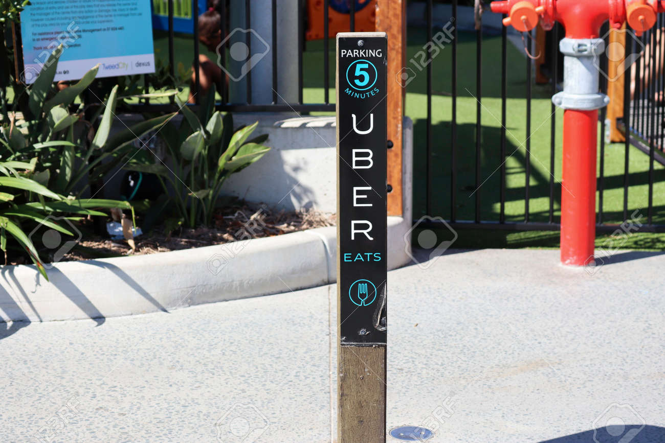 Tweed Heads NSW Australia, May 24 2019: Uber Eats Parking Sign On 