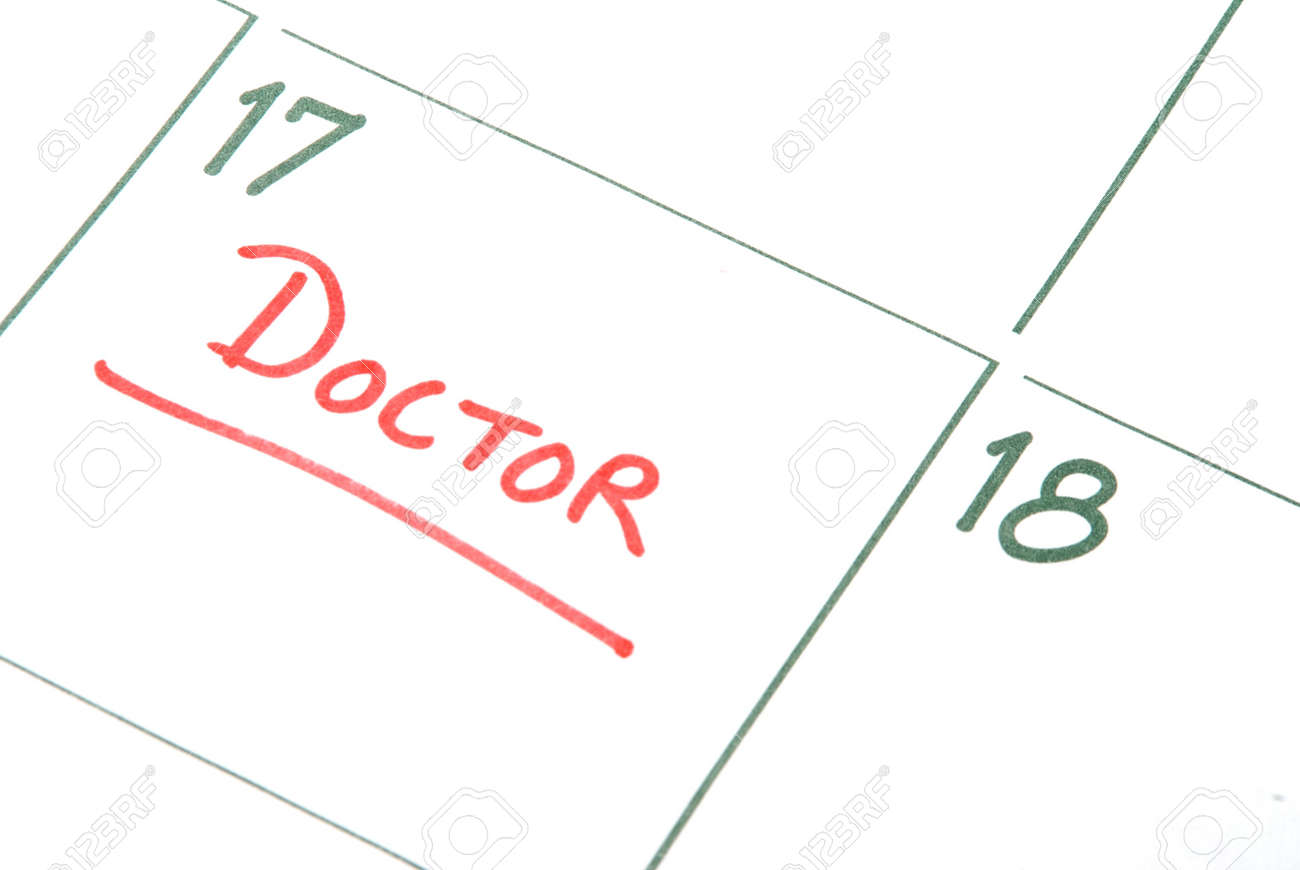 a calendar reminder for a doctors appointment stock photo picture