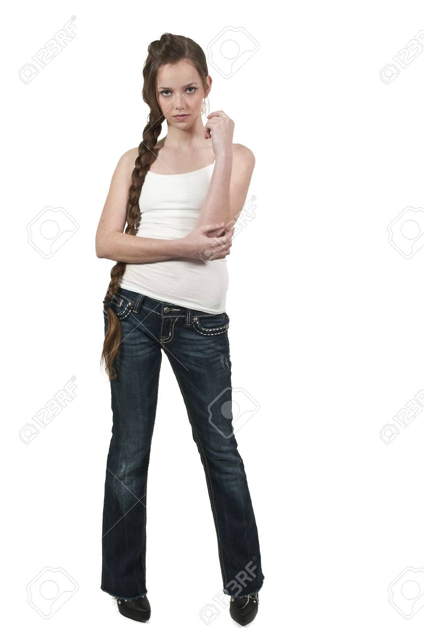 若い美しい女性 10 代の女の子のポーズ の写真素材 画像素材 Image