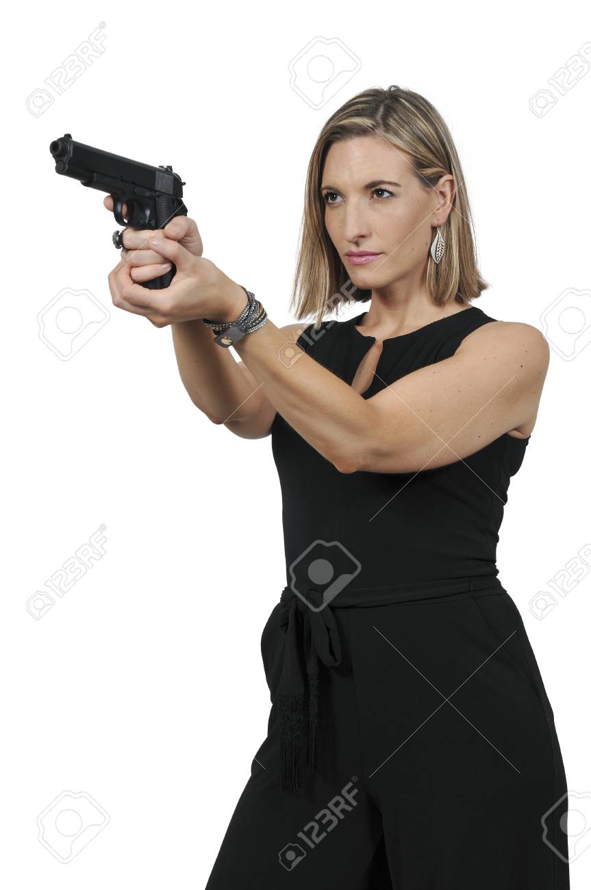 美しい警察探偵女性銃では仕事に の写真素材 画像素材 Image