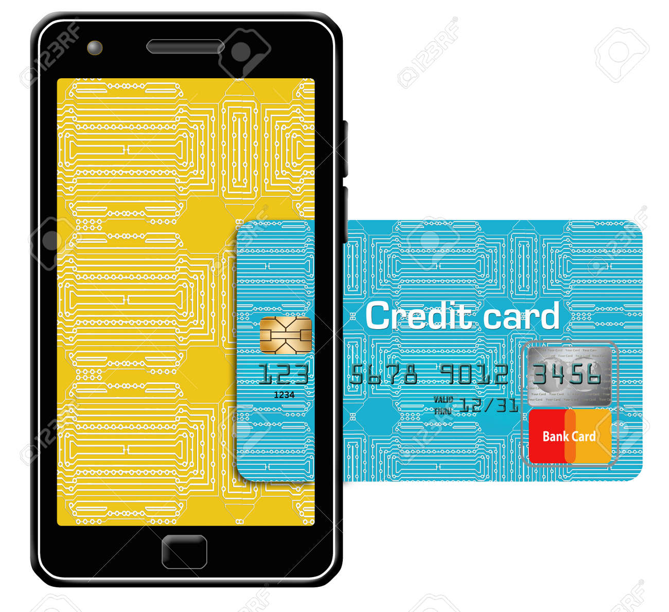 here is a generic mock safe to publish credit card combined with