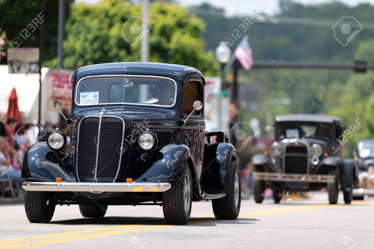 Buckhannon West Virginia Usa May 18 2019 Strawberry Festival Old Classic Truck Ford Pickup Being Driven Along Main Street During The Parade Stock Photo Picture And Royalty Free Image Image 130633652