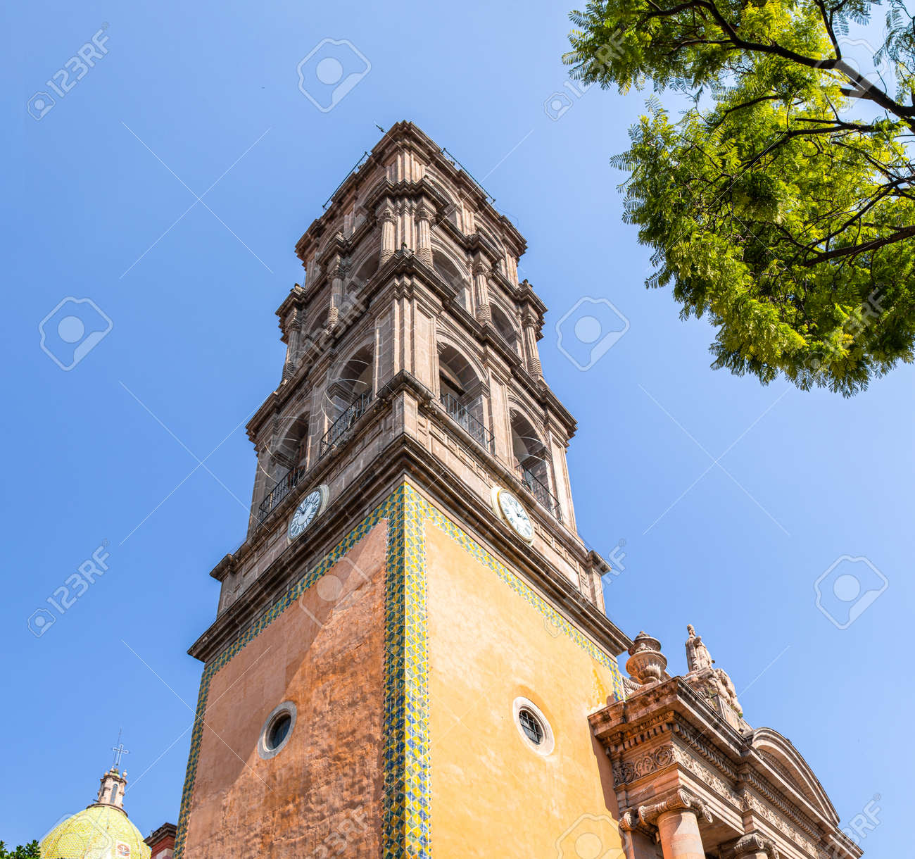 Tower and Dome of Church in Puebla in Mexico · Free Stock Photo, image size:1300x1220