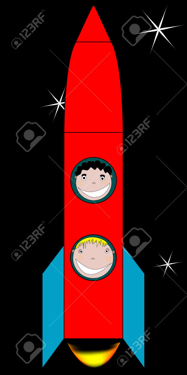 Happy Kids In Space Drawing Vector Art Illustration More Drawings Royalty Free Cliparts Vectors And Stock Illustration Image