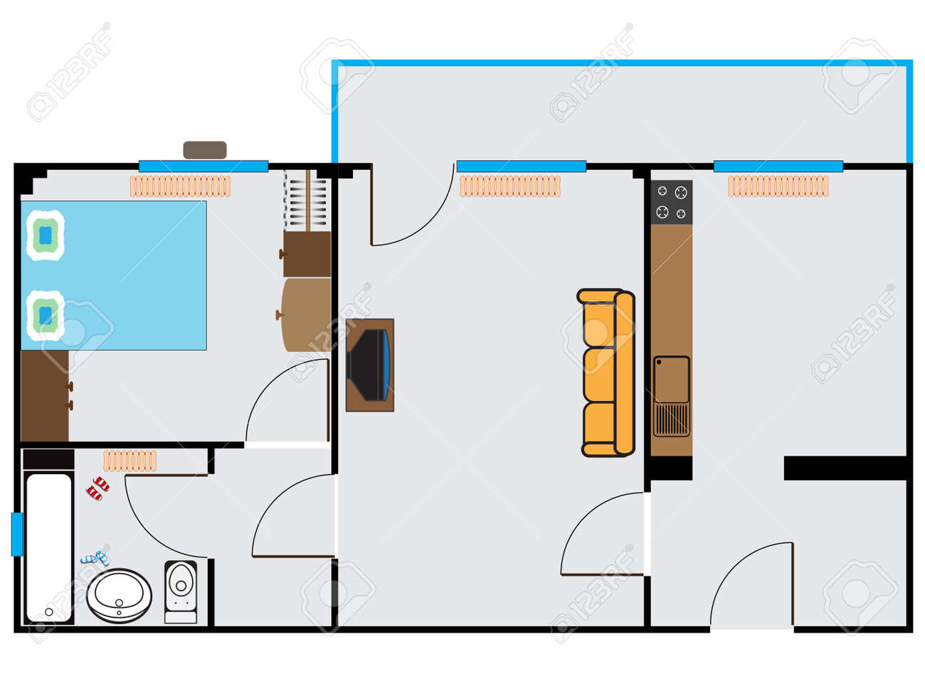 アパートを白い背景に 抽象的なベクトル アート イラスト スケッチします のイラスト素材 ベクタ Image