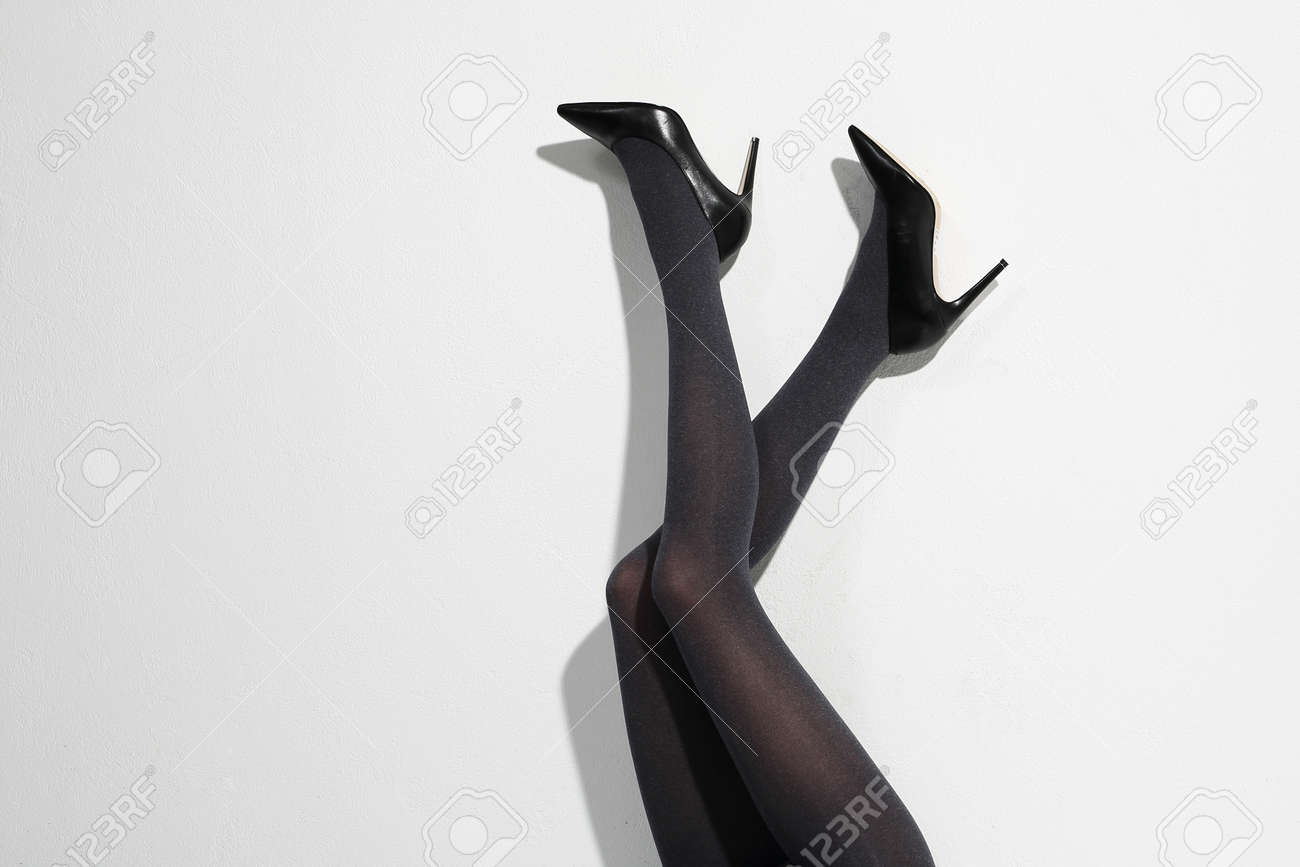 black tights high heels