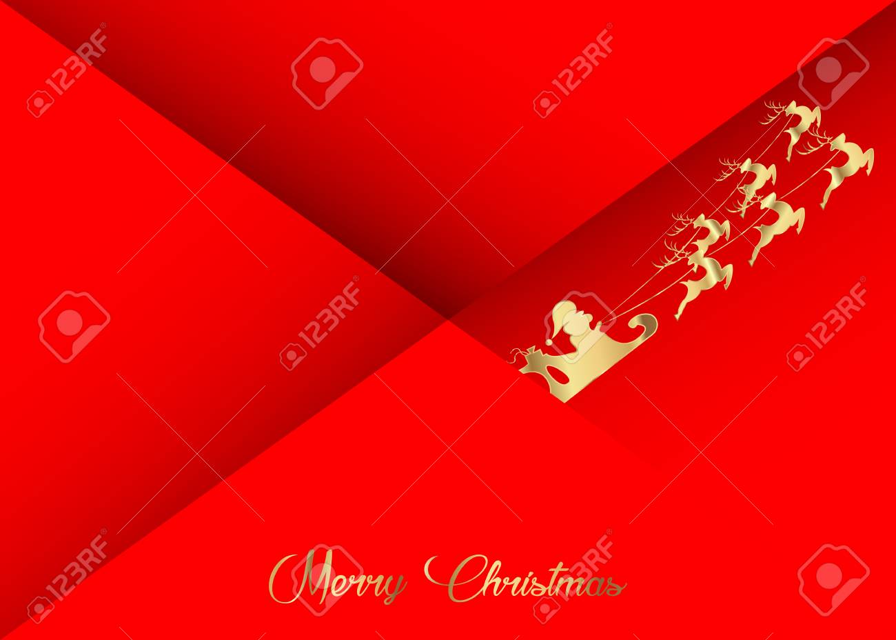 merry christmas card santa claus with red reindeer flying red red christmas card