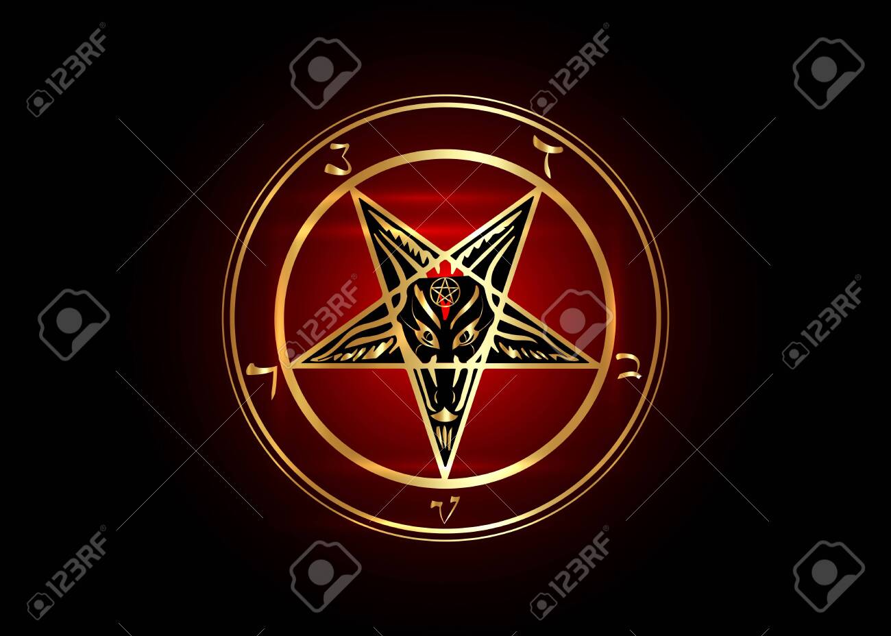 The Golden Sigil Of Baphomet Original Goat Pentagram On A Bloody Royalty Free Cliparts Vectors And Stock Illustration Image 132599361 the golden sigil of baphomet original goat pentagram on a bloody