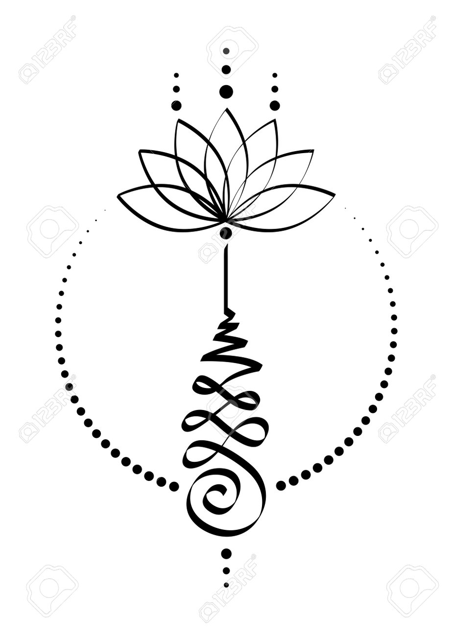 Unalome Lotus Flower Symbol, Hindu Or Buddhist Sign Representing Path To  Enlightenment. Hand Drawn Yantra Tattoo Icon. Simple Black And White Ink  Drawing, Isolated Vector Illustration Royalty Free SVG, Cliparts, Vectors,  and, image size:925x1300