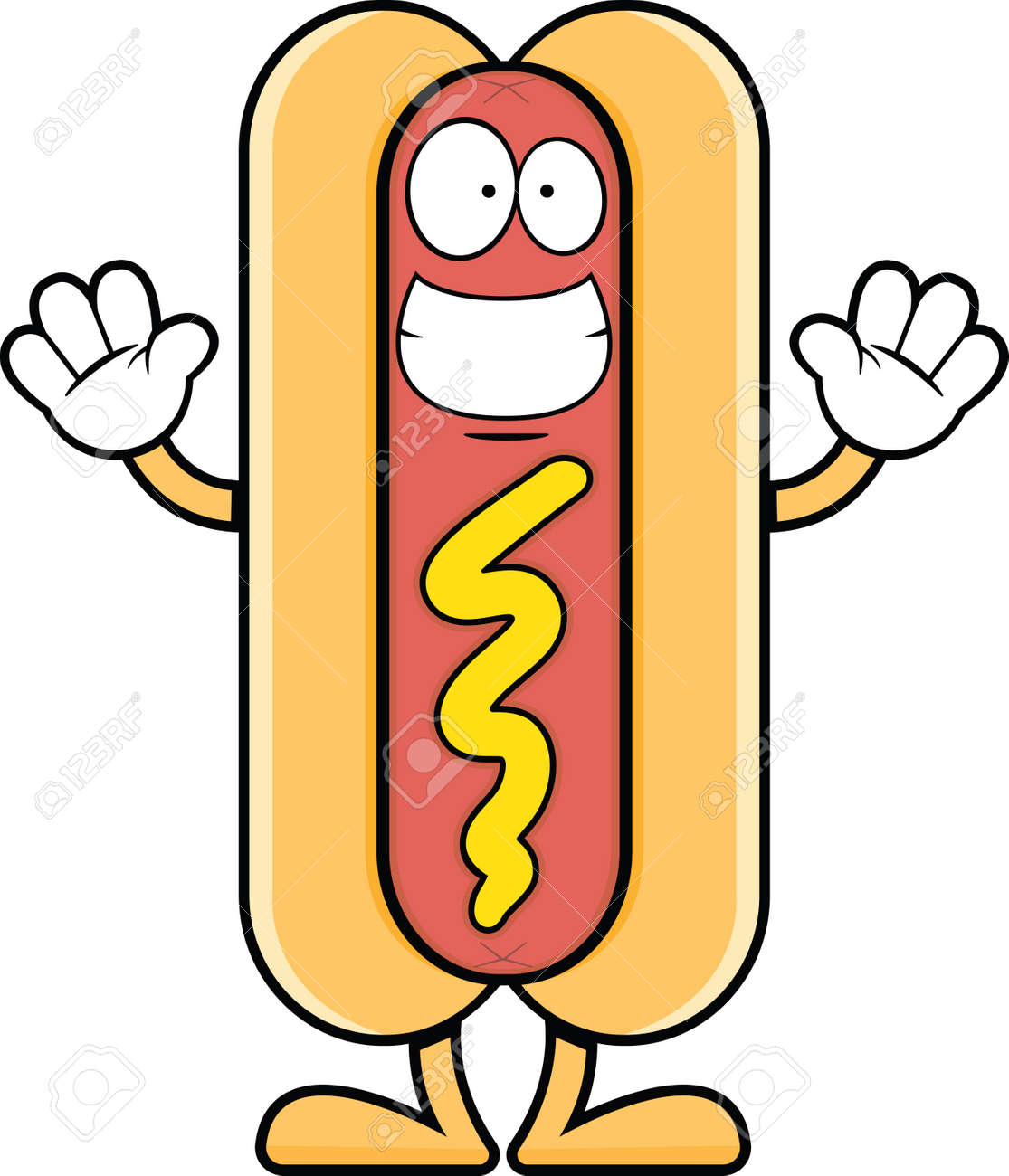 大きな笑みを浮かべてホットドッグの漫画イラスト のイラスト素材 ベクタ Image
